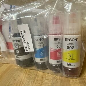 Epson 502 Ink Bottles - Black, Cyan, Magenta, Yellow